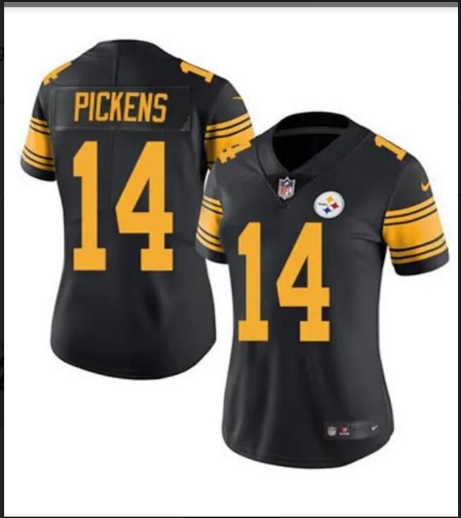 Women Pittsburgh Steelers 14 Pickens black 2024 Nike NFL jersey